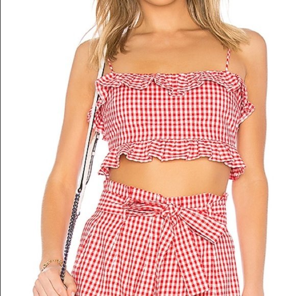 Privacy Please | Dakota Crop Top and Saffron Short Red Gingham Set Size XXS - Picture 2 of 7
